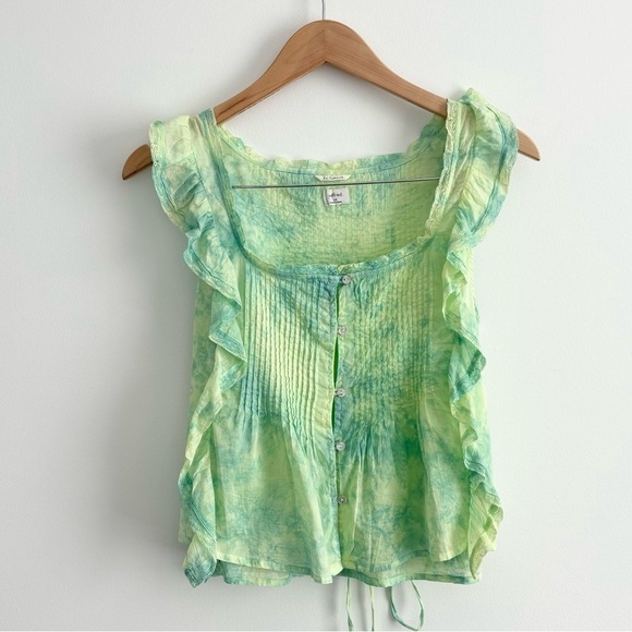 Aritzia Wilfred La Boheme Delacroix Ruffle Green Blouse - Picture 3 of 11